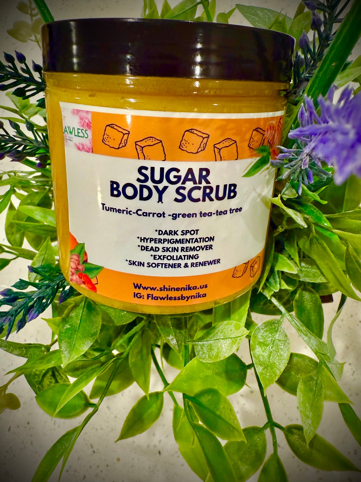 Dark spot turmeric body sugar scrub/// gommant corporel au tumeric