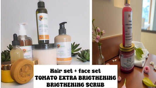 HAIR SET+ FACE SET + TOMATO EXTRA BRIGTHENING BODY WASH & BRIGTHENING BODY SCRUB